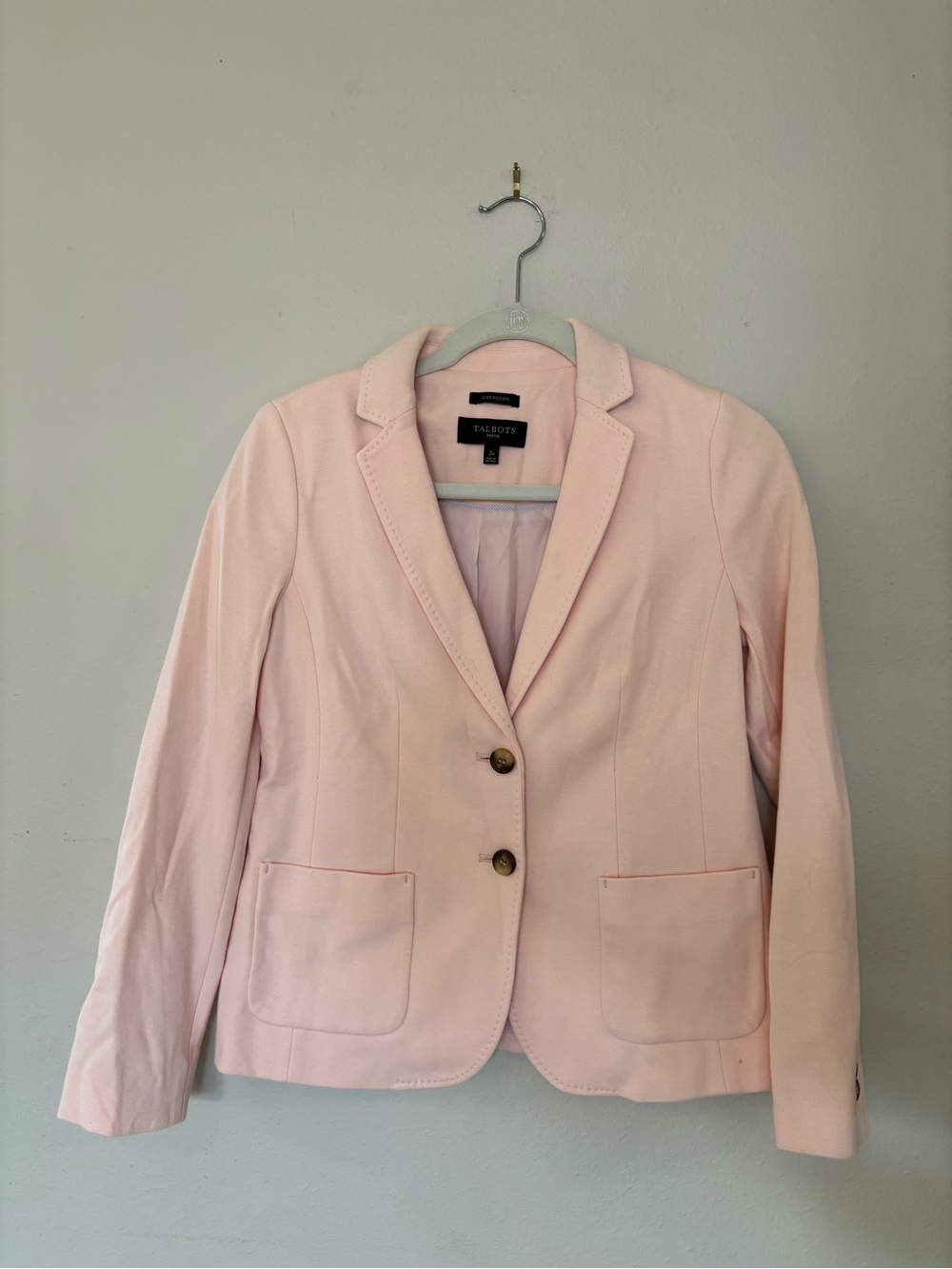 Talbots Pale Pink Single-Breasted Tailored Blazer